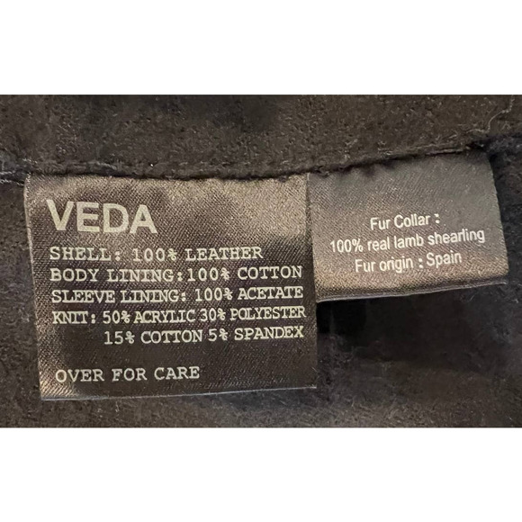 Veda Dom shearling shawl collar leather jacket (P) - Picture 9 of 10